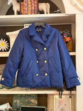 J. Crew Small S blue peacoat puffer jacket shiny nylon